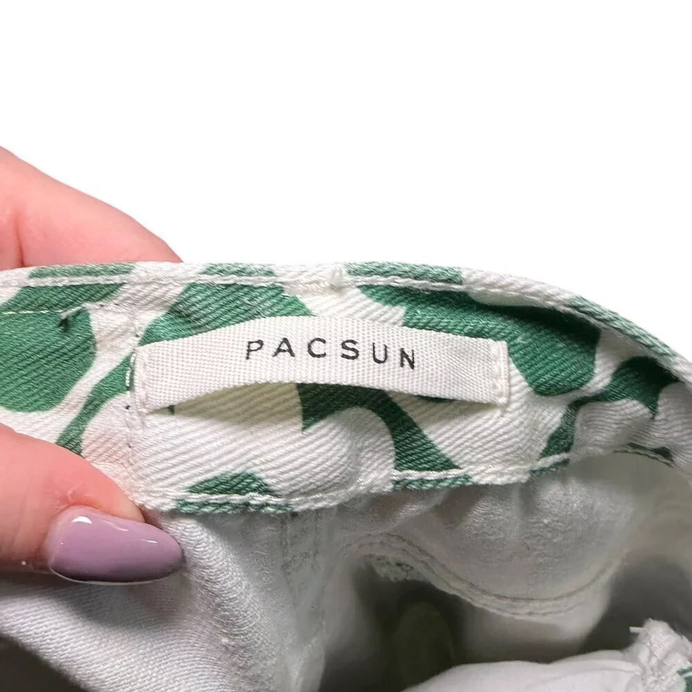 PacSun Green White Daisy High Rise Straight Leg Jeans Size 23